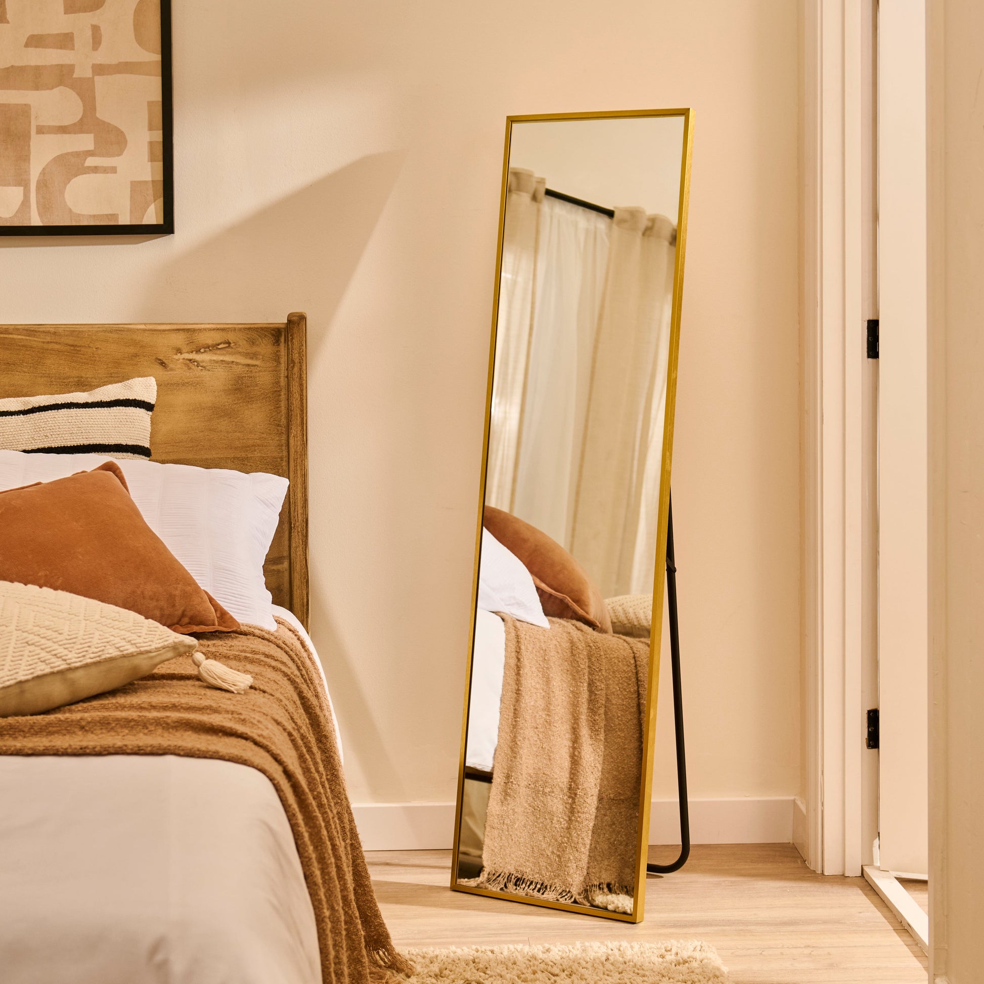 Hensall 150x40cm Metal Free Standing  Mirror - Gold - Laura James