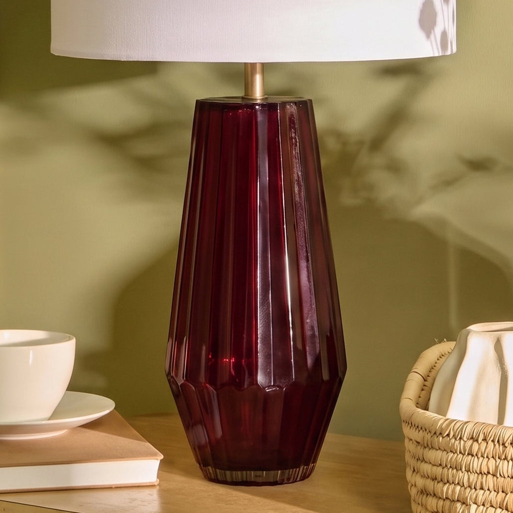 Holkam 54cm Glass Lamp Base - Burgundy Red - Laura James 