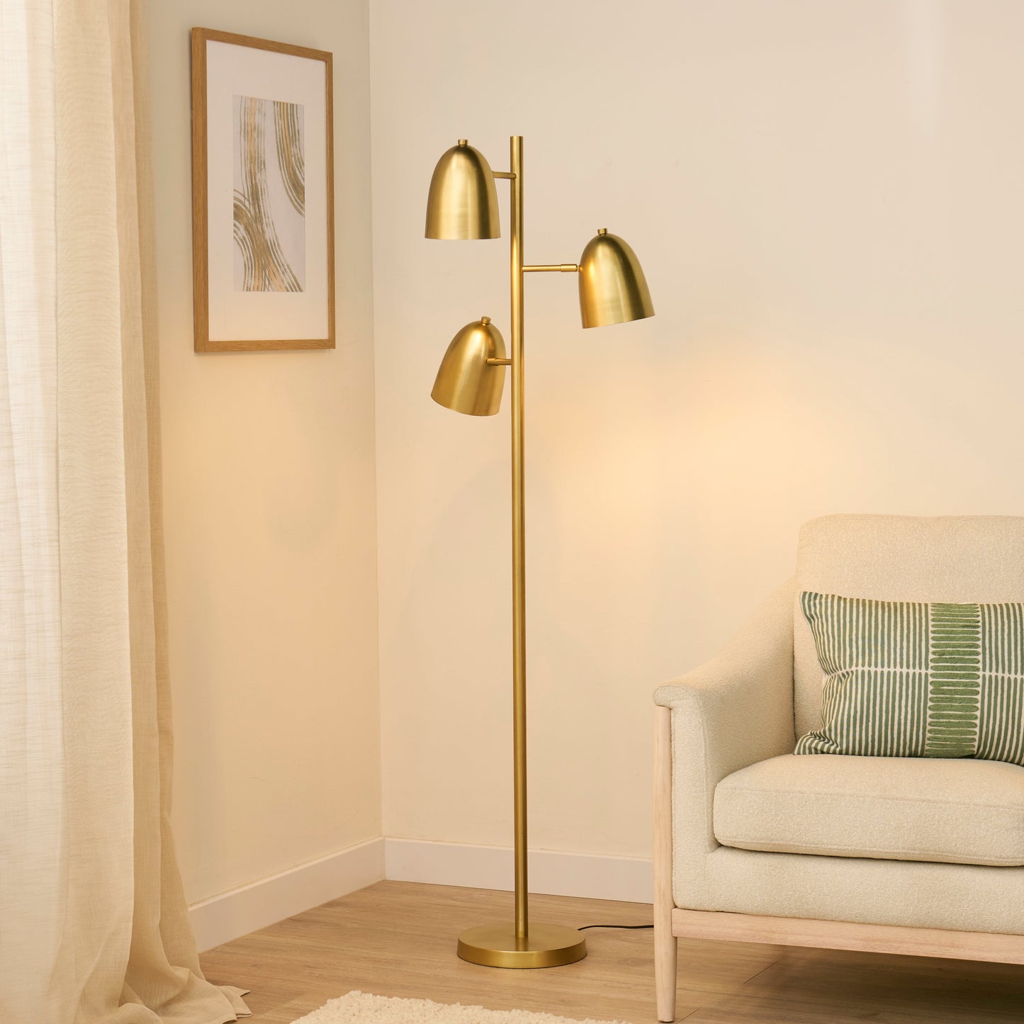 Horton 158cm Metal Floor Lamp - Gold - Laura James