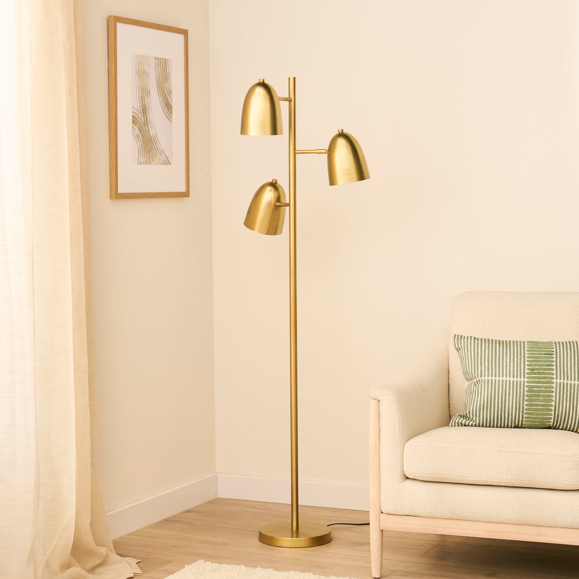Horton 158cm Metal Floor Lamp - Gold - Laura James