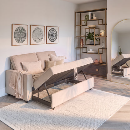 Hugo 2 Seater Sofa Bed - Warm Taupe - Laura James 