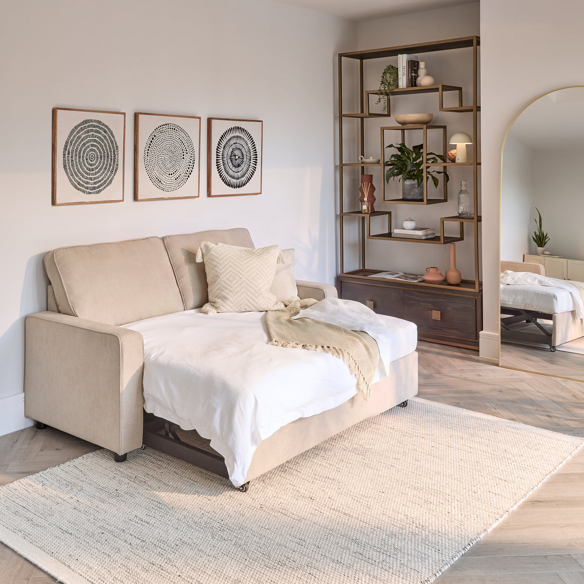 Hugo 2 Seater Sofa Bed - Warm Taupe - Laura James 