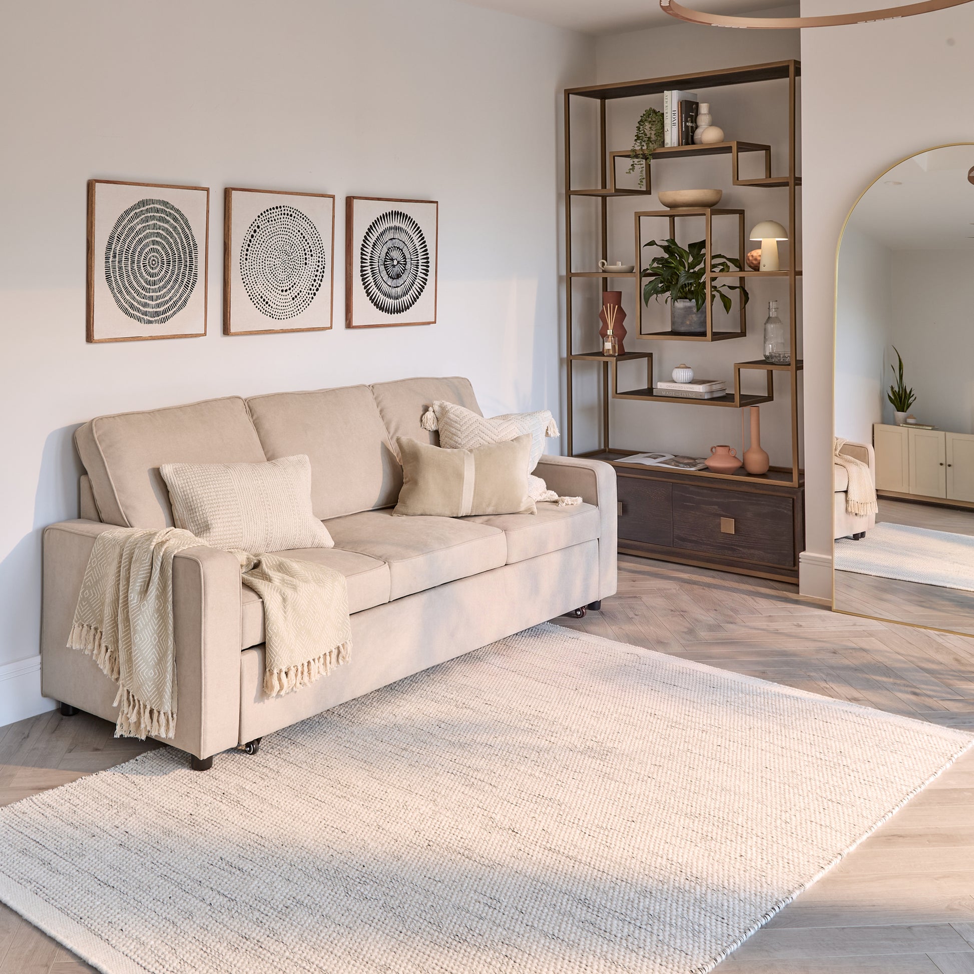 Hugo 3 Seater Sofa Bed - Warm Taupe - Laura James 