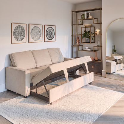 Hugo 3 Seater Sofa Bed - Warm Taupe - Laura James 