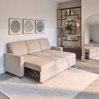 Hugo 3 Seater Sofa Bed - Warm Taupe - Laura James 