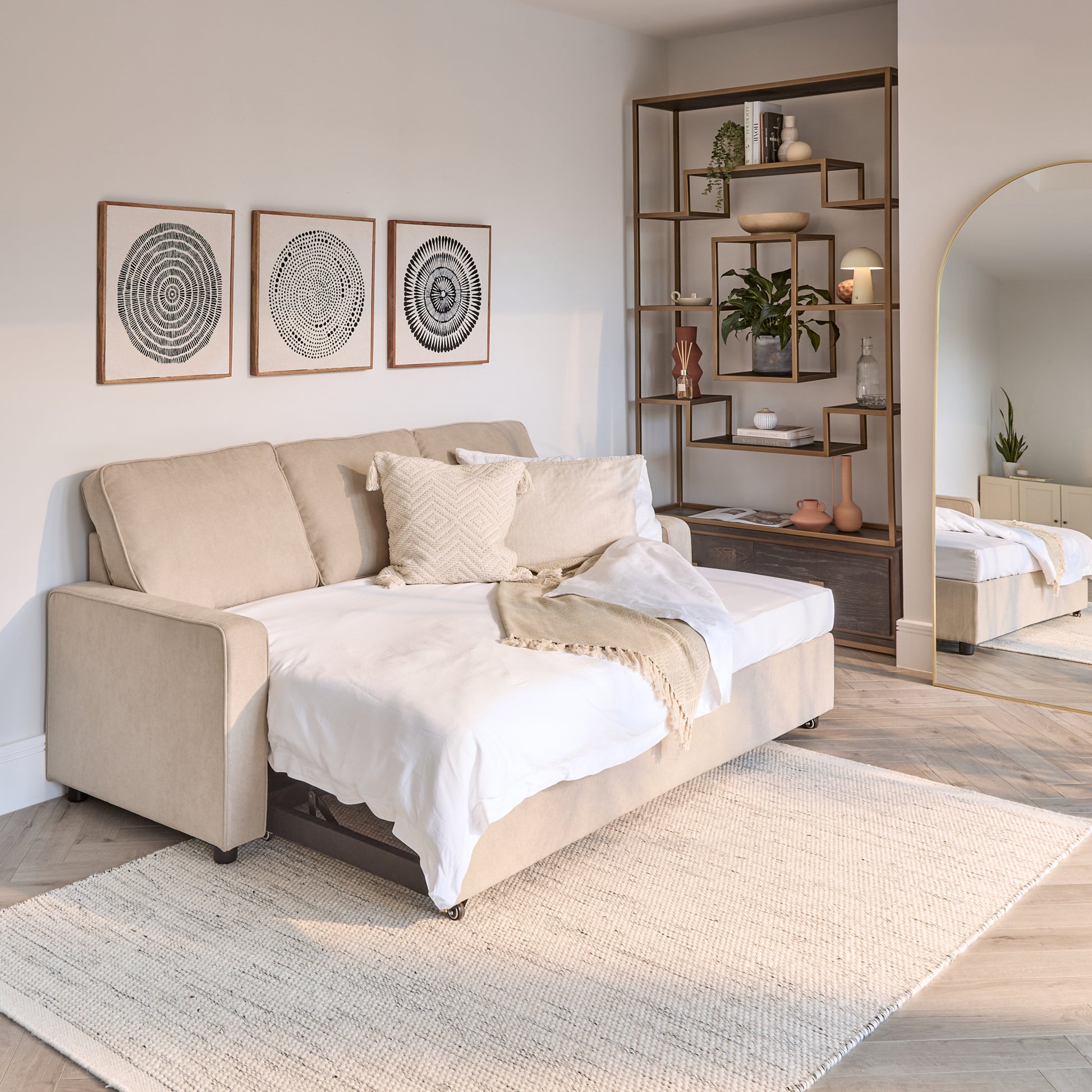 Hugo 3 Seater Sofa Bed - Warm Taupe - Laura James 