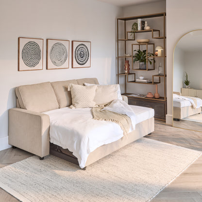 Hugo 3 Seater Sofa Bed - Warm Taupe - Laura James 