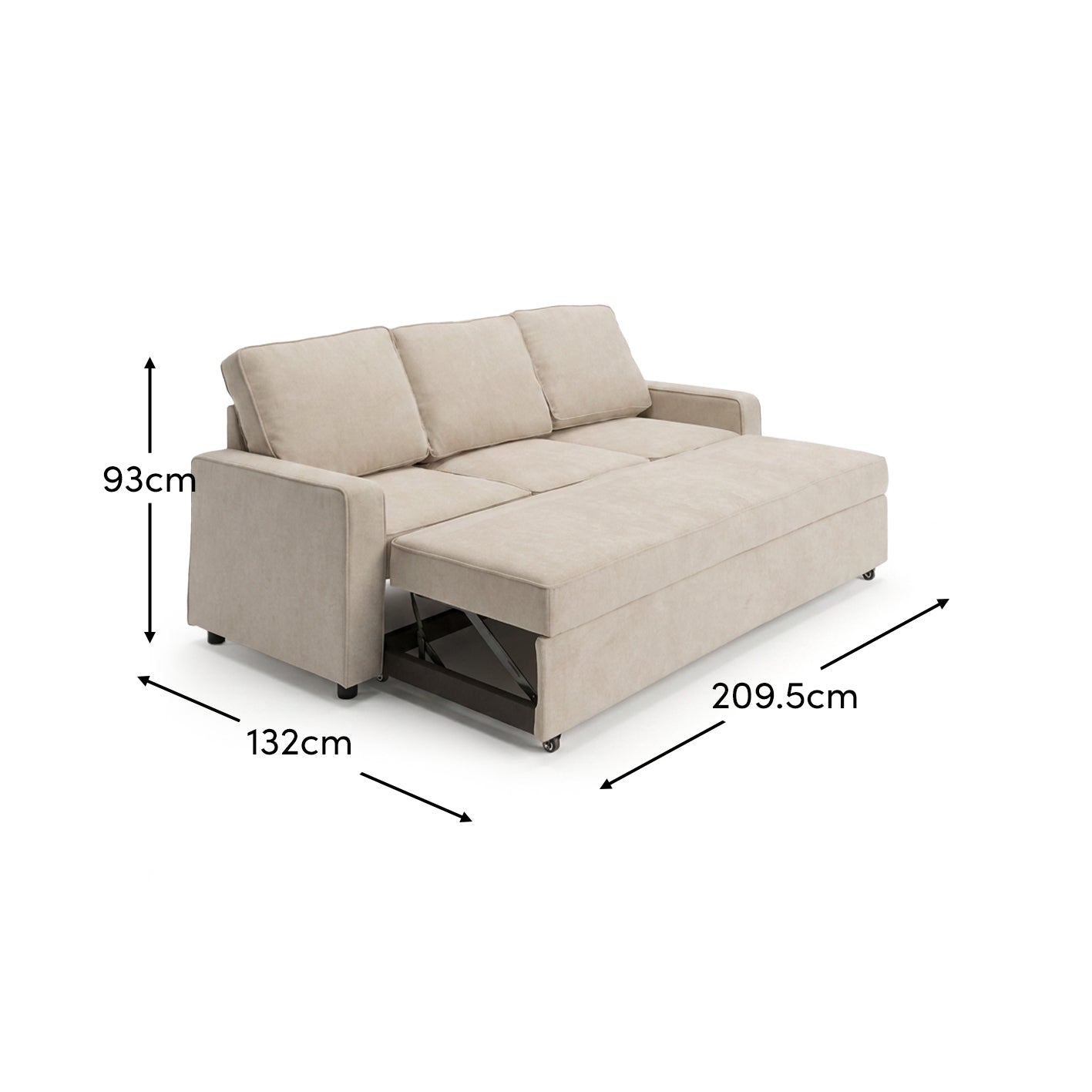 Hugo 3 Seater Sofa Bed - Warm Taupe - Laura James 