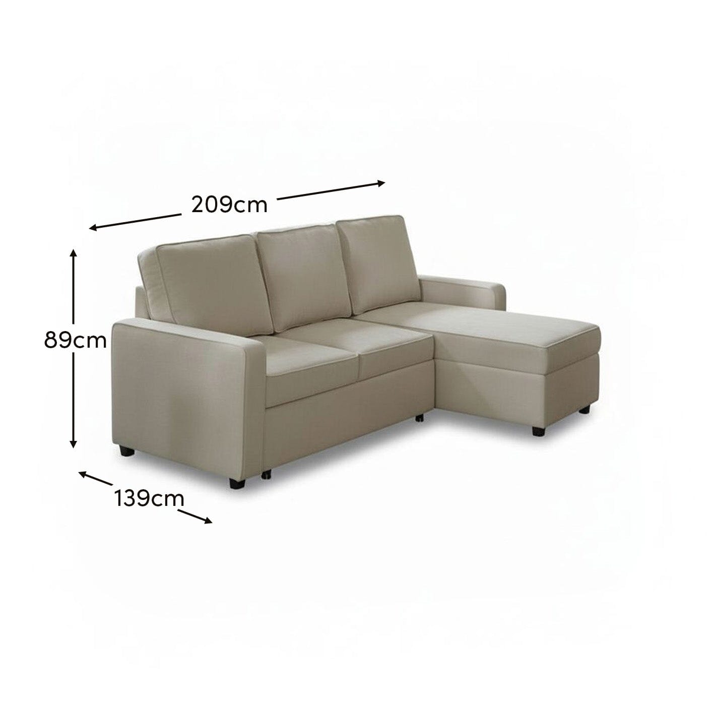 Hugo Corner Sofa Bed with Storage - White - Laura James 