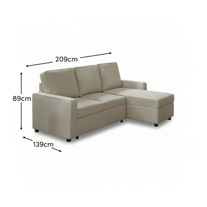 Hugo Corner Sofa Bed with Storage - White - Laura James 