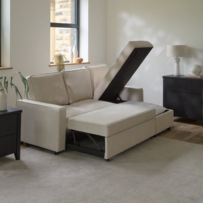 Hugo White Pull Out Corner Sofa Bed - Laura James