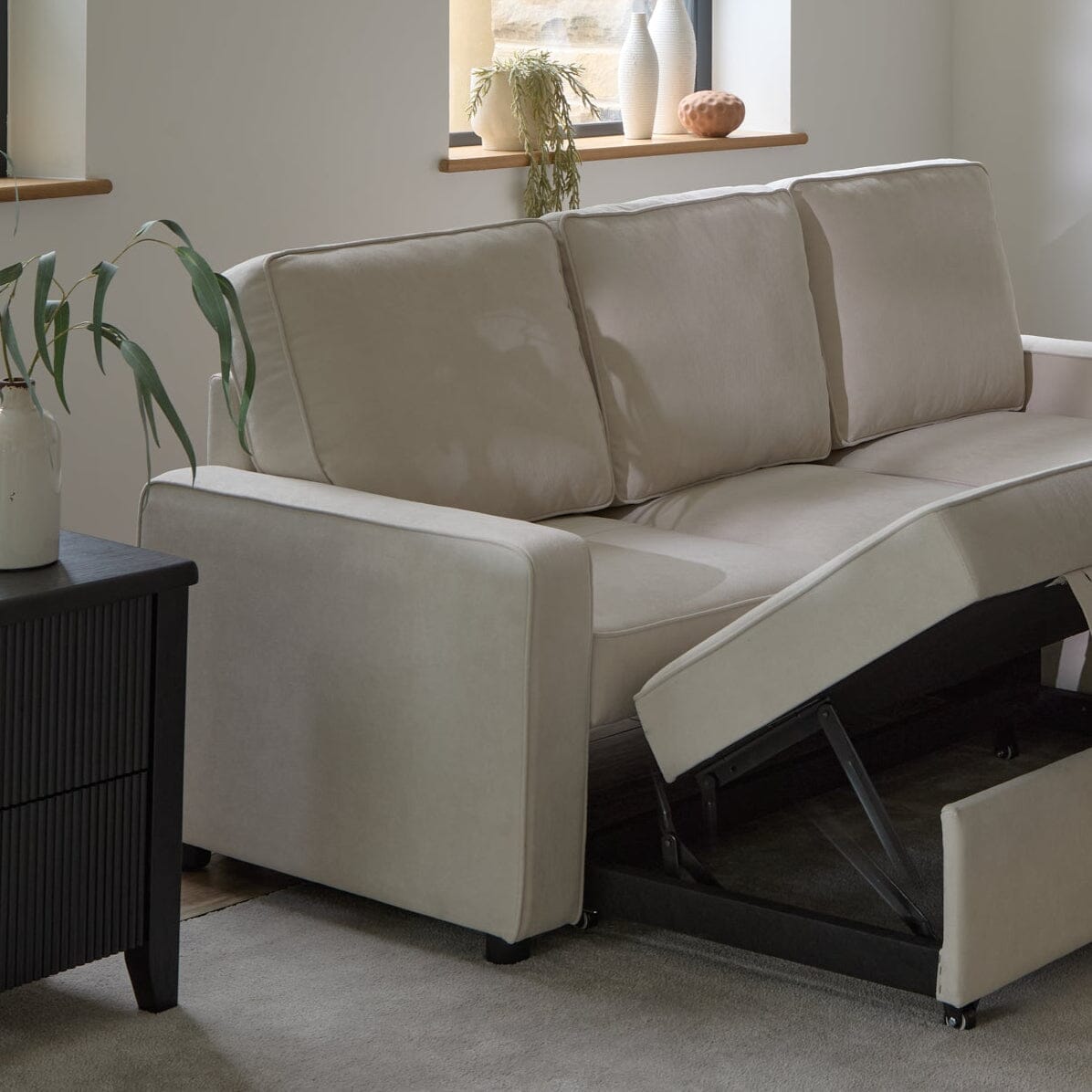 Hugo White Pull Out Corner Sofa Bed - Laura James