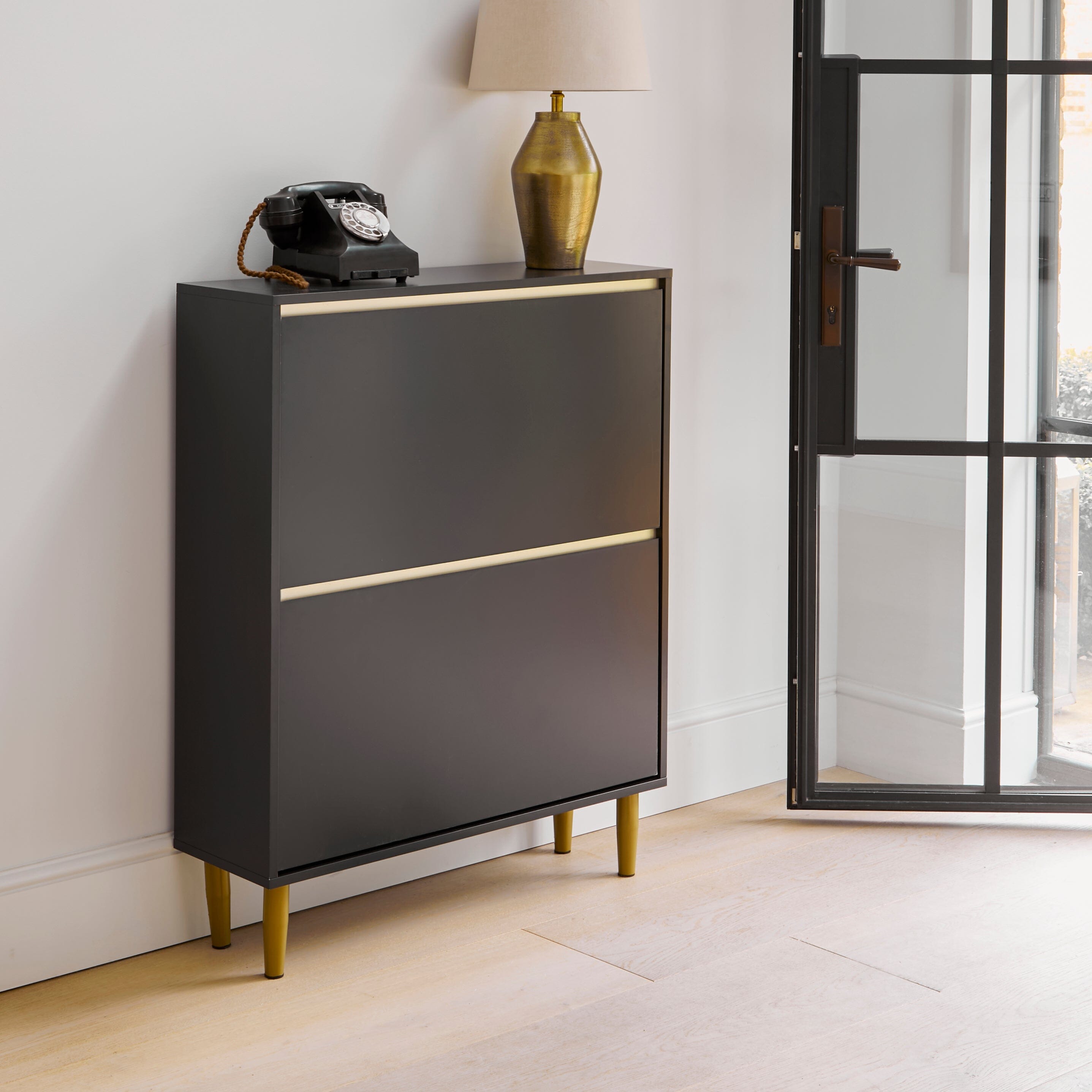 Charcoal shoe cabinet best sale