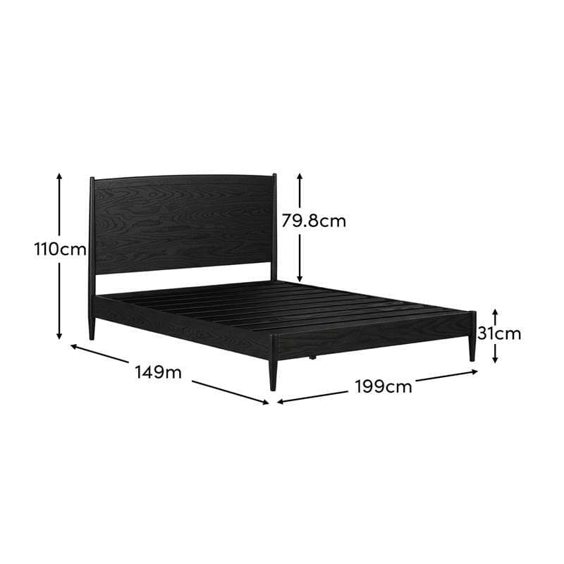 Ida Double Wooden Bed - Black Oak - Laura James 