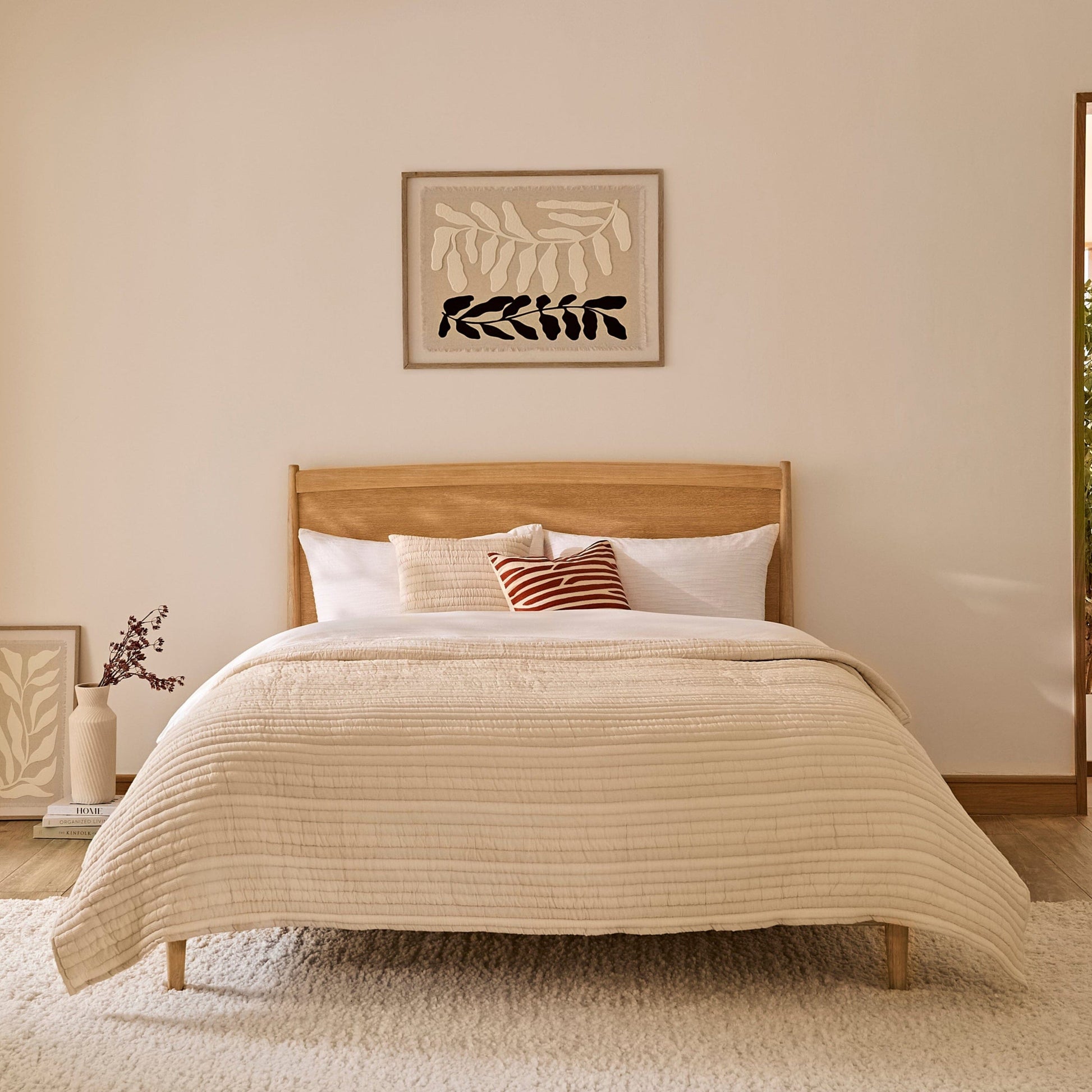 Ida Double Wooden Bed - Whitewash Oak - Laura James