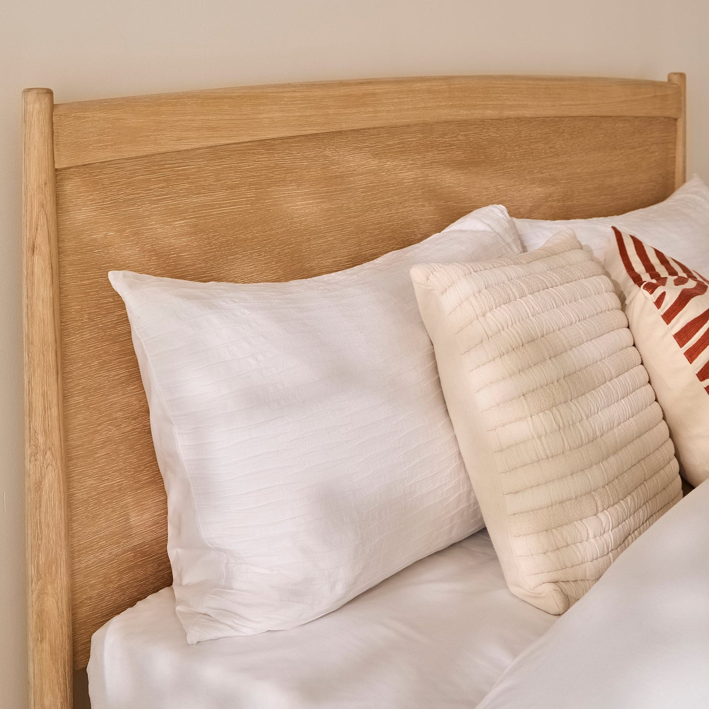 Ida Double Wooden Bed - Whitewash Oak - Laura James