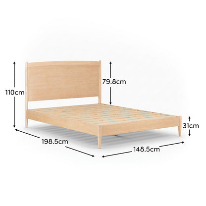 Ida Double Wooden Bed - Whitewash Oak - Laura James 