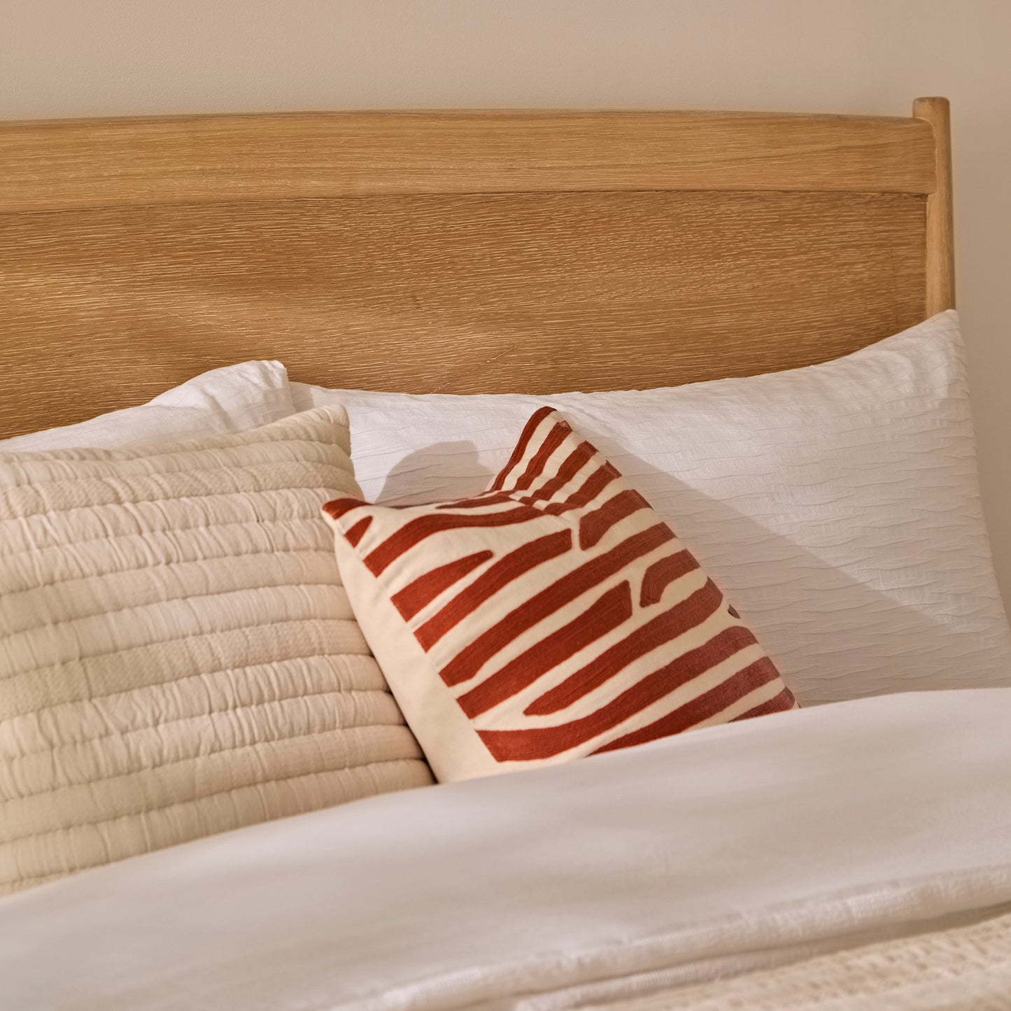 Ida Double Wooden Bed - Whitewash Oak - Laura James