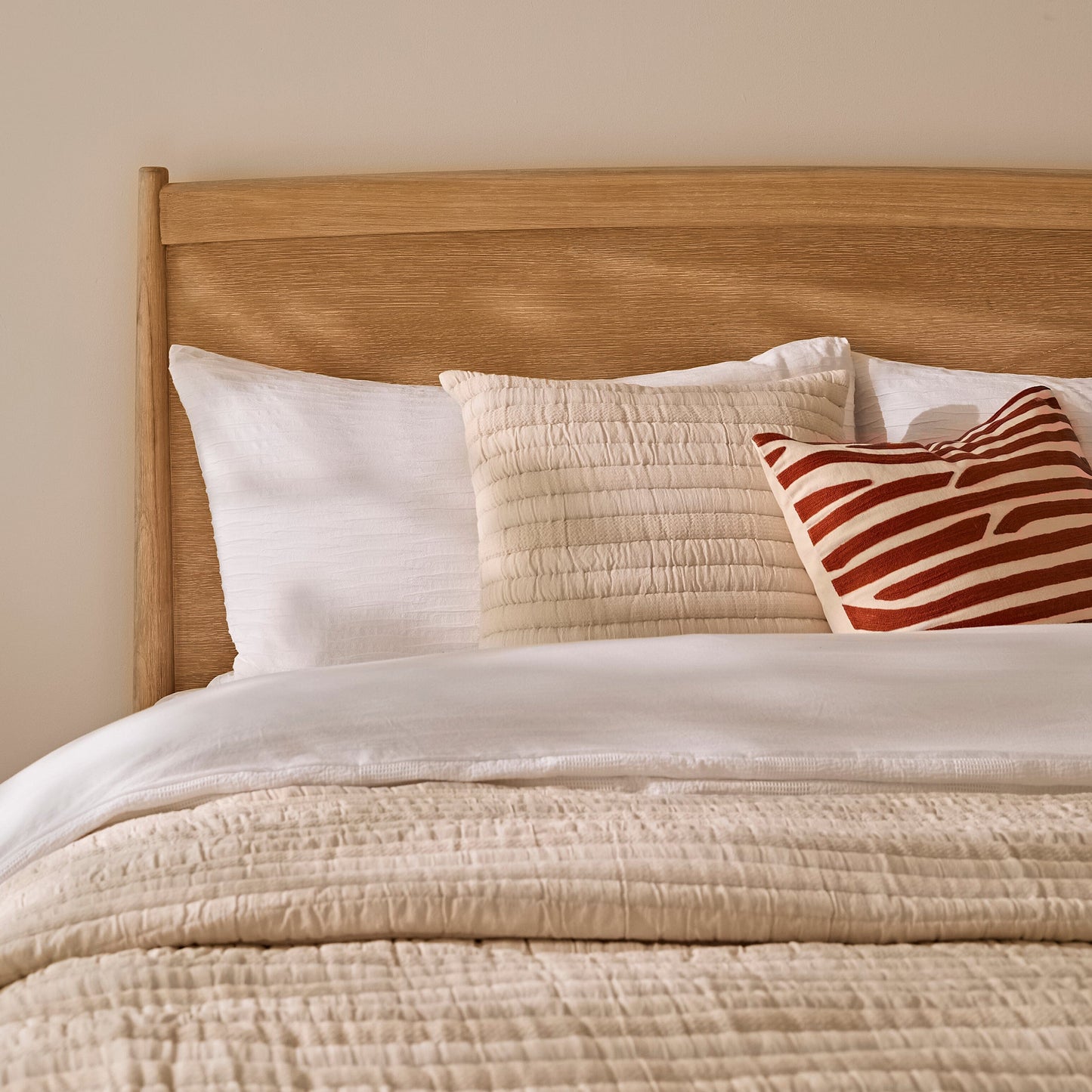 Ida Double Wooden Bed - Whitewash Oak - Laura James