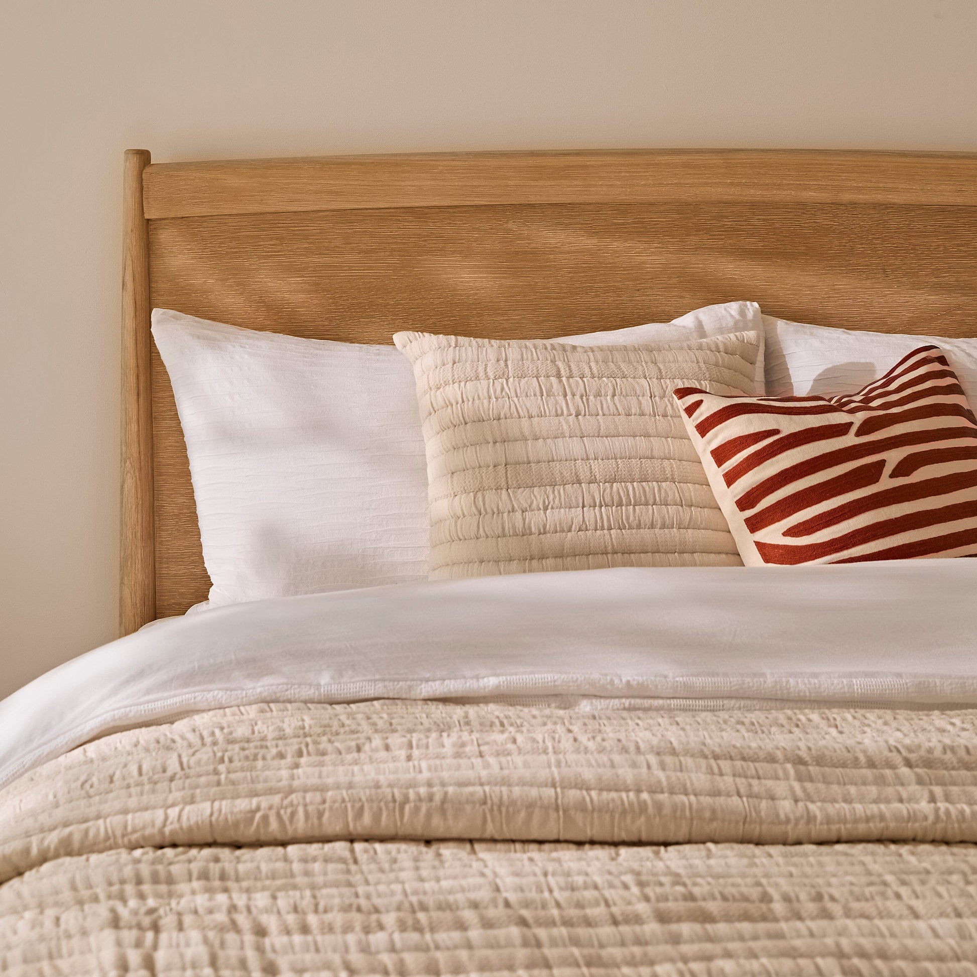 Ida Double Wooden Bed - Whitewash Oak - Laura James