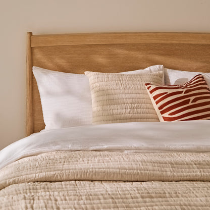 Ida Double Wooden Bed - Whitewash Oak - Laura James