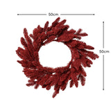 Idala 50cm Flocked Christmas Wreath - Burgundy Red - Laura James