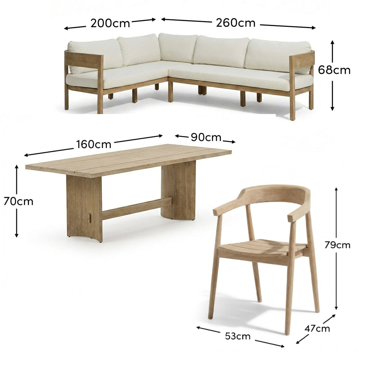 Imani 8 Seater Wooden Corner Sofa Set with Imani Dining Table & 2 Elowen Dining Chairs
