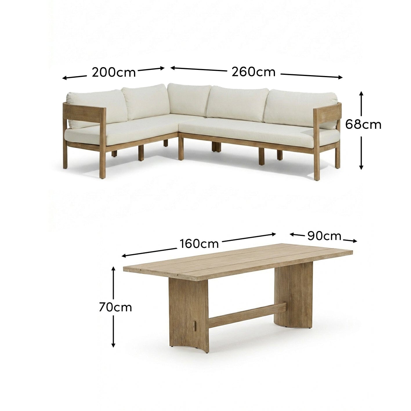 Imani 8 Seater Wooden Corner Sofa Set with Imani Dining Table & 2 Elowen Dining Chairs