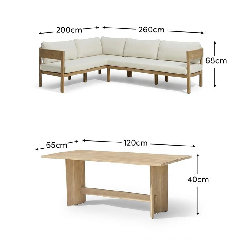 Imani 5 Seater Wooden Garden Corner Sofa with Coffee Table - Laura James