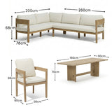 Imani 8 Seater Wooden Corner Sofa Set with Imani Dining Table & 2 Imani Dining Chairs - Laura James