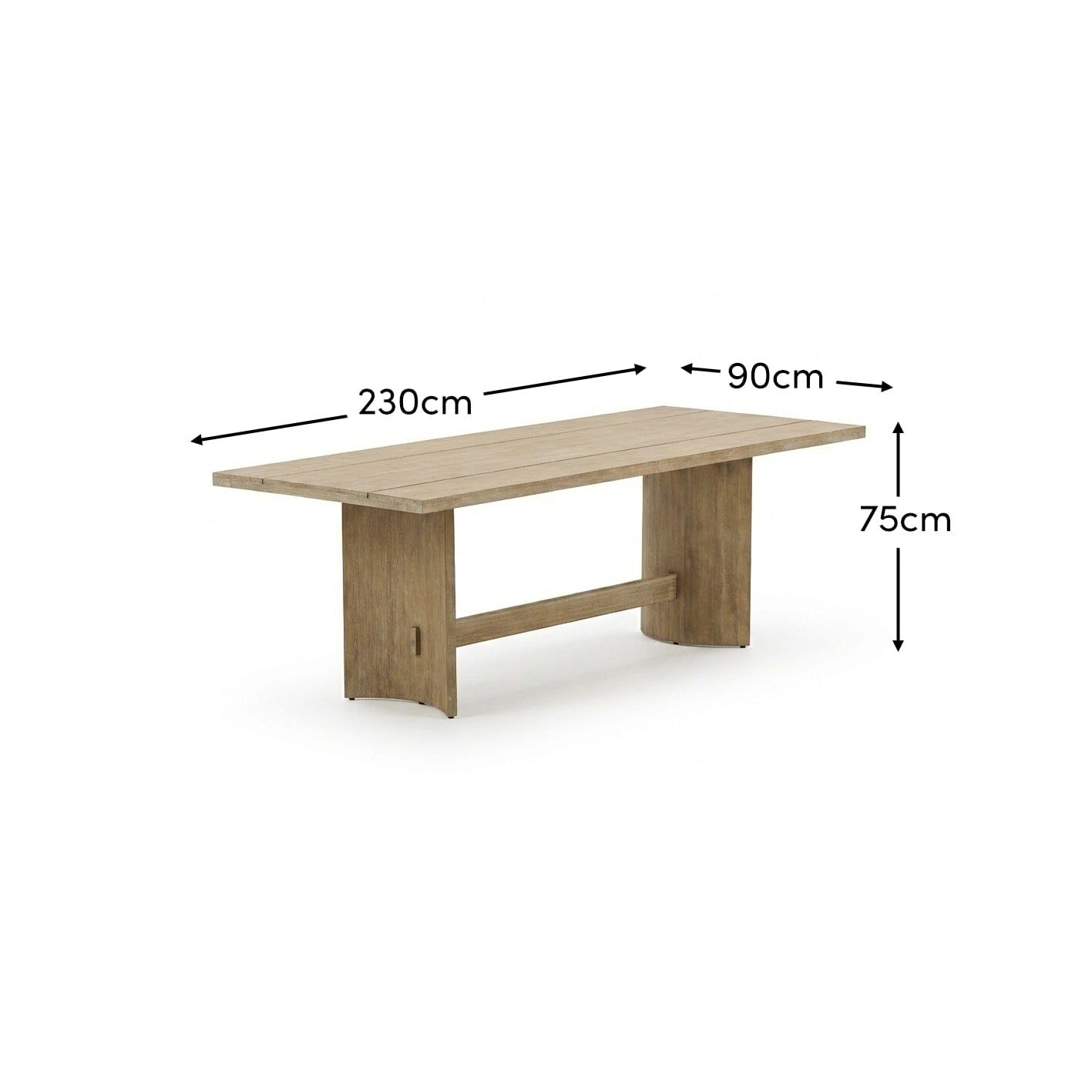 Imani 8 Seater Wooden Garden Dining Table - Light Brush Acacia - Laura James
