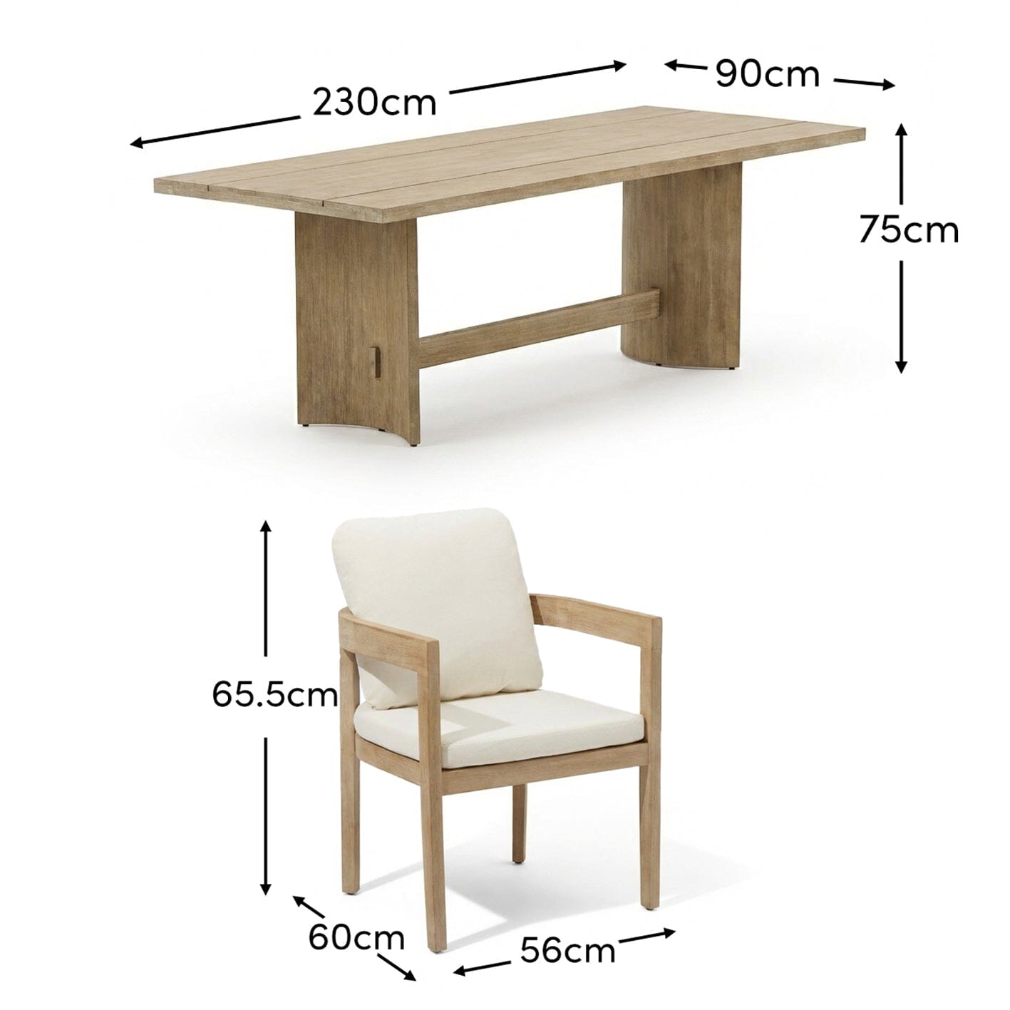 Imani 8 Seater Wooden Garden Dining Set with Imani Dining Chairs - 230cm