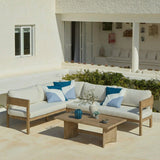 Imani 6 Seater Wooden Garden Corner Sofa with Coffee Table