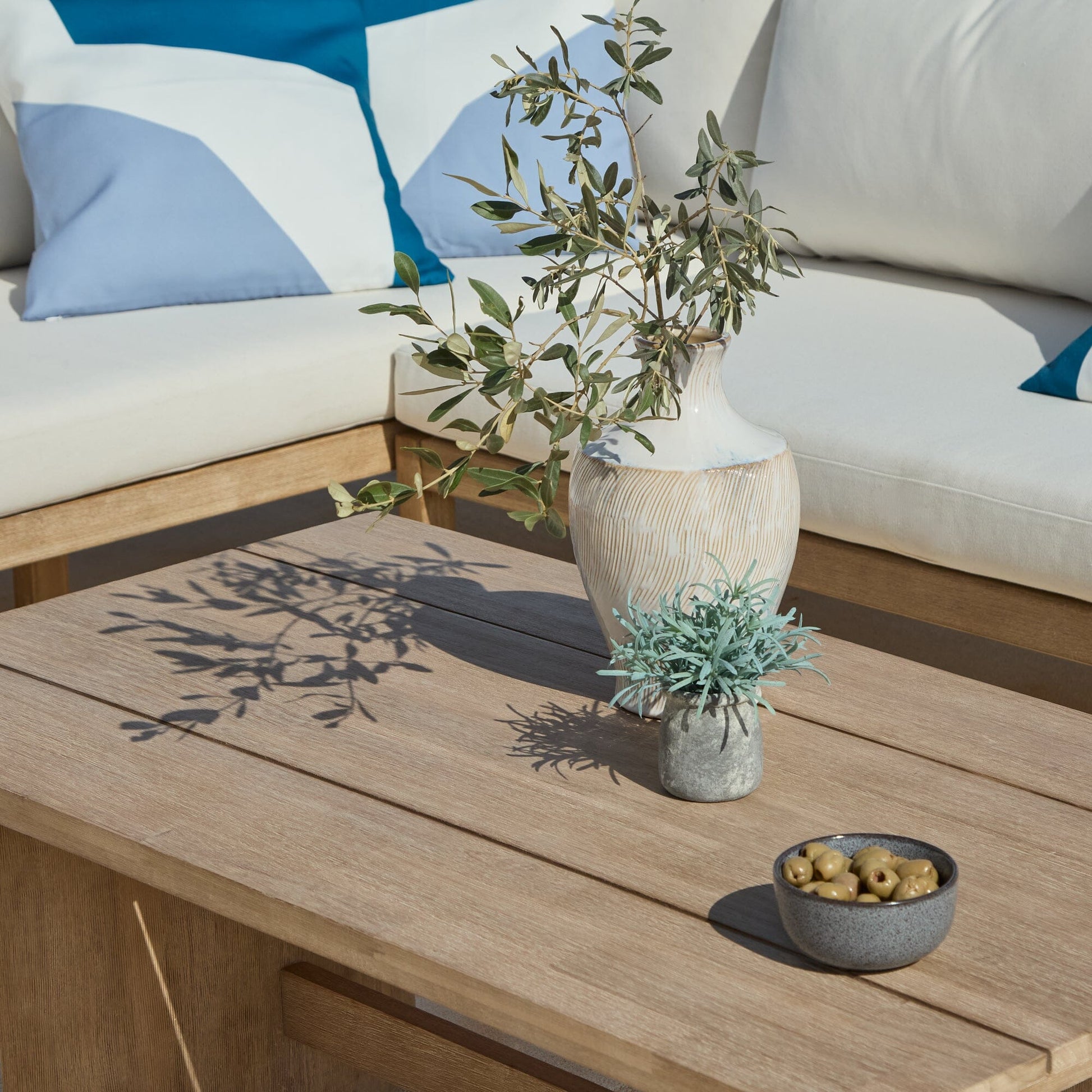 Imani 5 Seater Wooden Garden Corner Sofa with Coffee Table - Laura James
