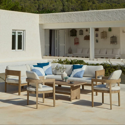 Imani 7 Seater Wooden Garden Corner Sofa Set with Coffee Table & 2 Imani Dining Chairs - Laura James