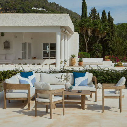 Imani 7 Seater Wooden Garden Corner Sofa Set with Coffee Table & 2 Imani Dining Chairs - Laura James