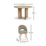 Imogen 120cm Chalked Mango Wood Round Dining Table Set  - 4 Seater - Marilyn Soft Beige Dining Chairs - Chalked Mango Wood Legs - Laura James 