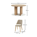 Imogen 120cm Chalked Mangowood Round Dining Table Set - 4 Seater - Freya Sand Dining Chairs - Chalked Mangowood Legs - Laura James 
