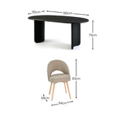 Imogen 190cm Black Mango Wood Dining Table Set  - 6 Seater - Marilyn Soft Beige Dining Chairs - Chalked Mango Wood Legs - Laura James 
