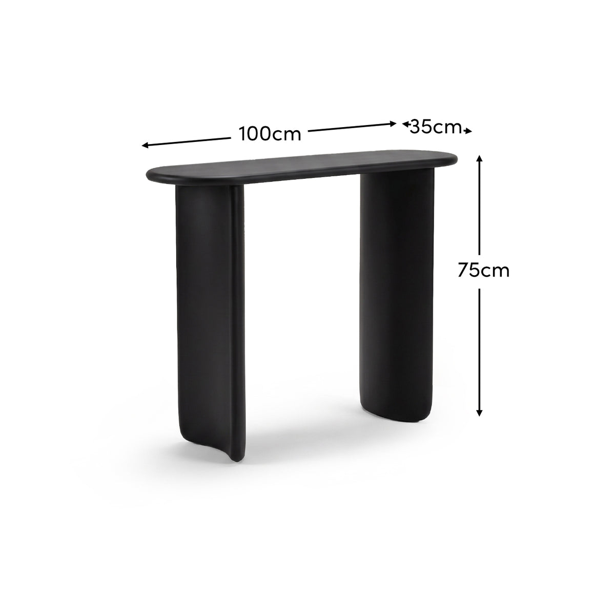 Imogen Console Table - Jet Black Mango Wood - Laura James - dims 