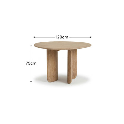 Imogen Chalked Mango Wood Round Dining Table - 120cm - Laura James