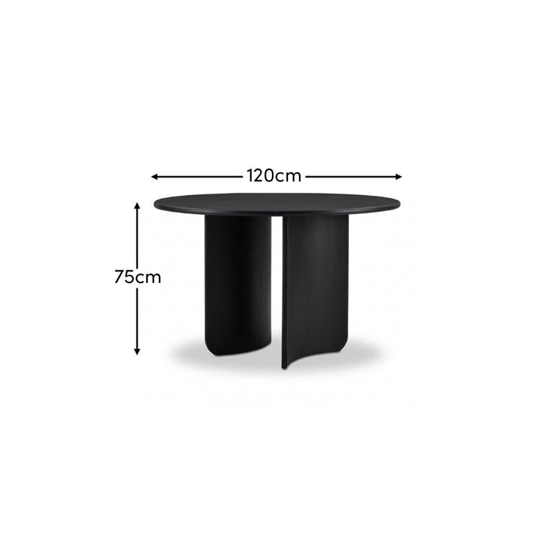 Imogen Jet Black Mango Wood Round Dining Table - 120cm - Laura James