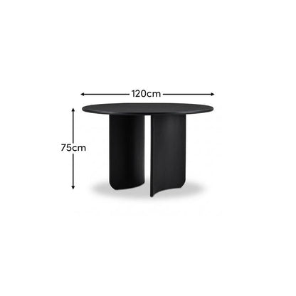 Imogen Jet Black Mango Wood Round Dining Table - 120cm - Laura James