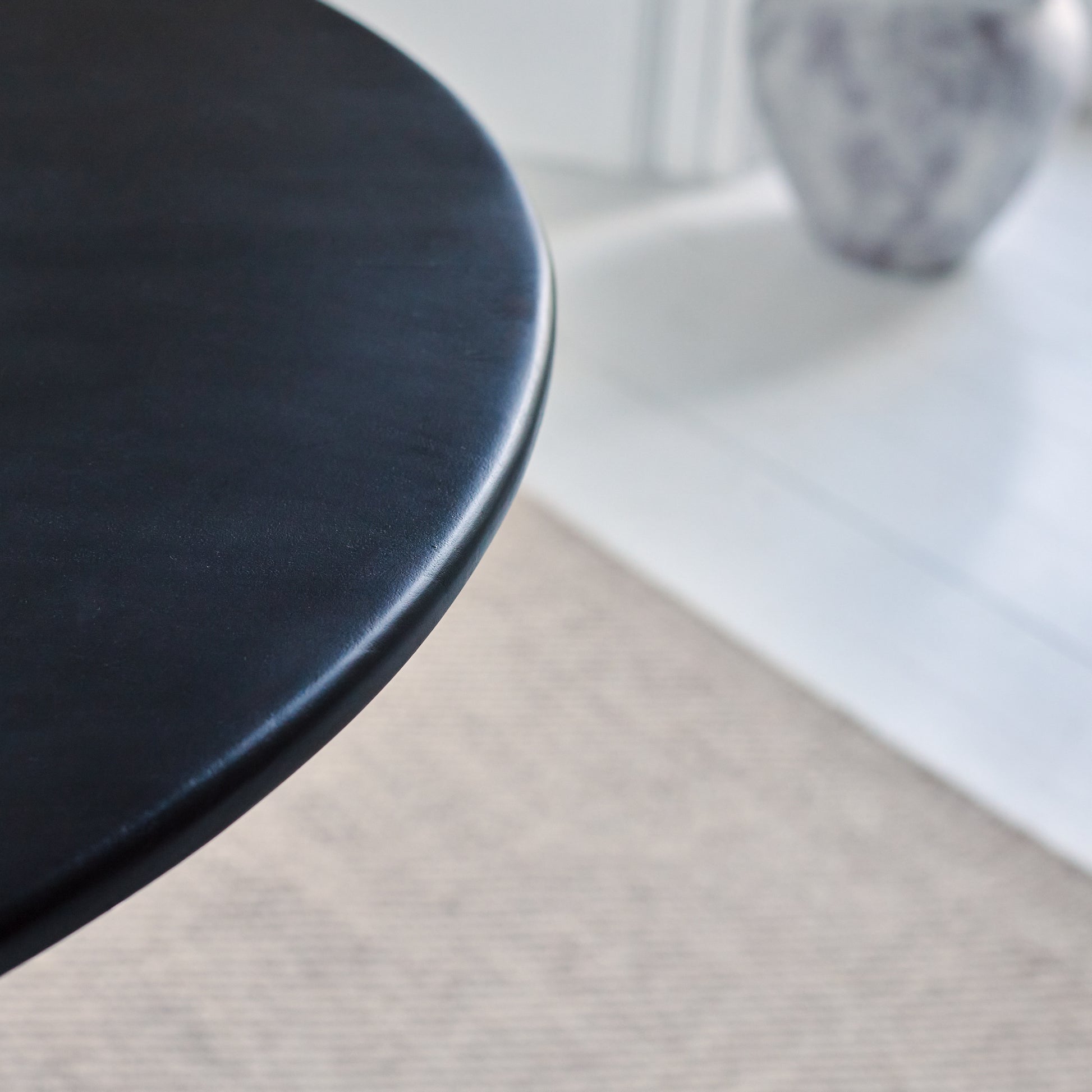 Imogen Jet Black Mango Wood Round Dining Table - 120cm - Laura James
