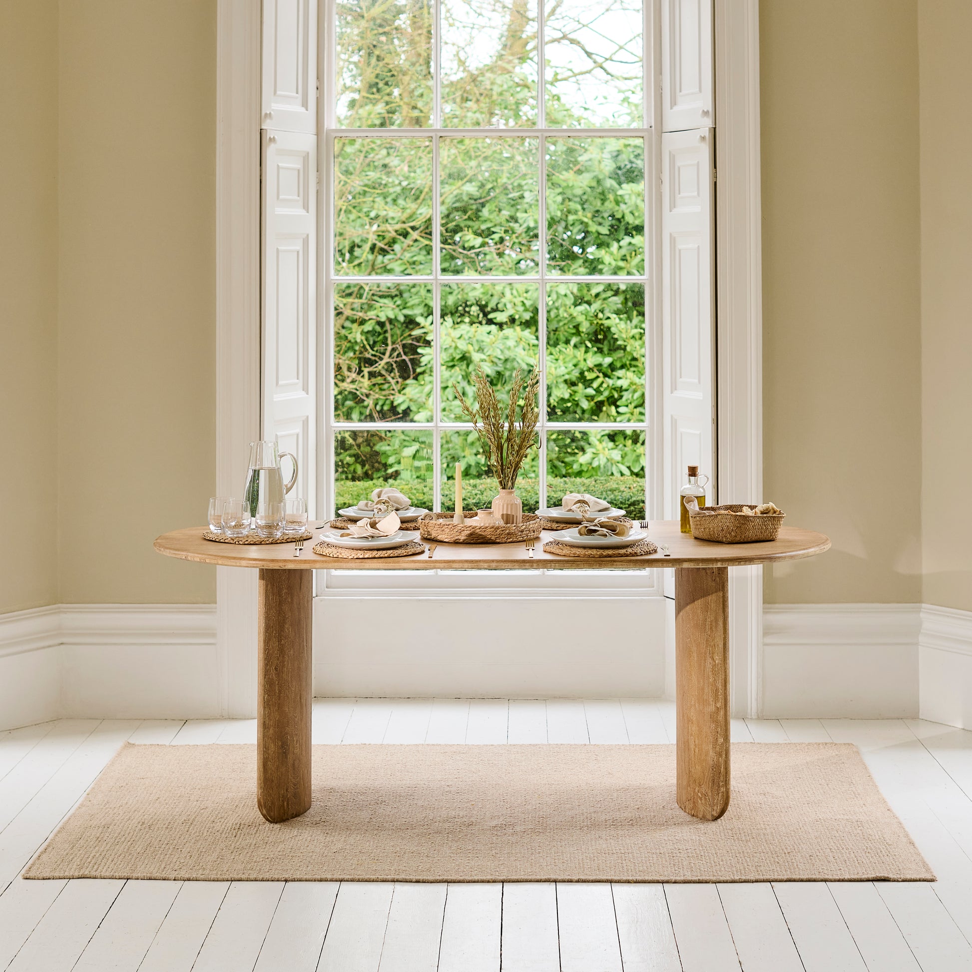 Imogen Chalked Mango Wood Rectangular Dining Table - 190cm - Laura James