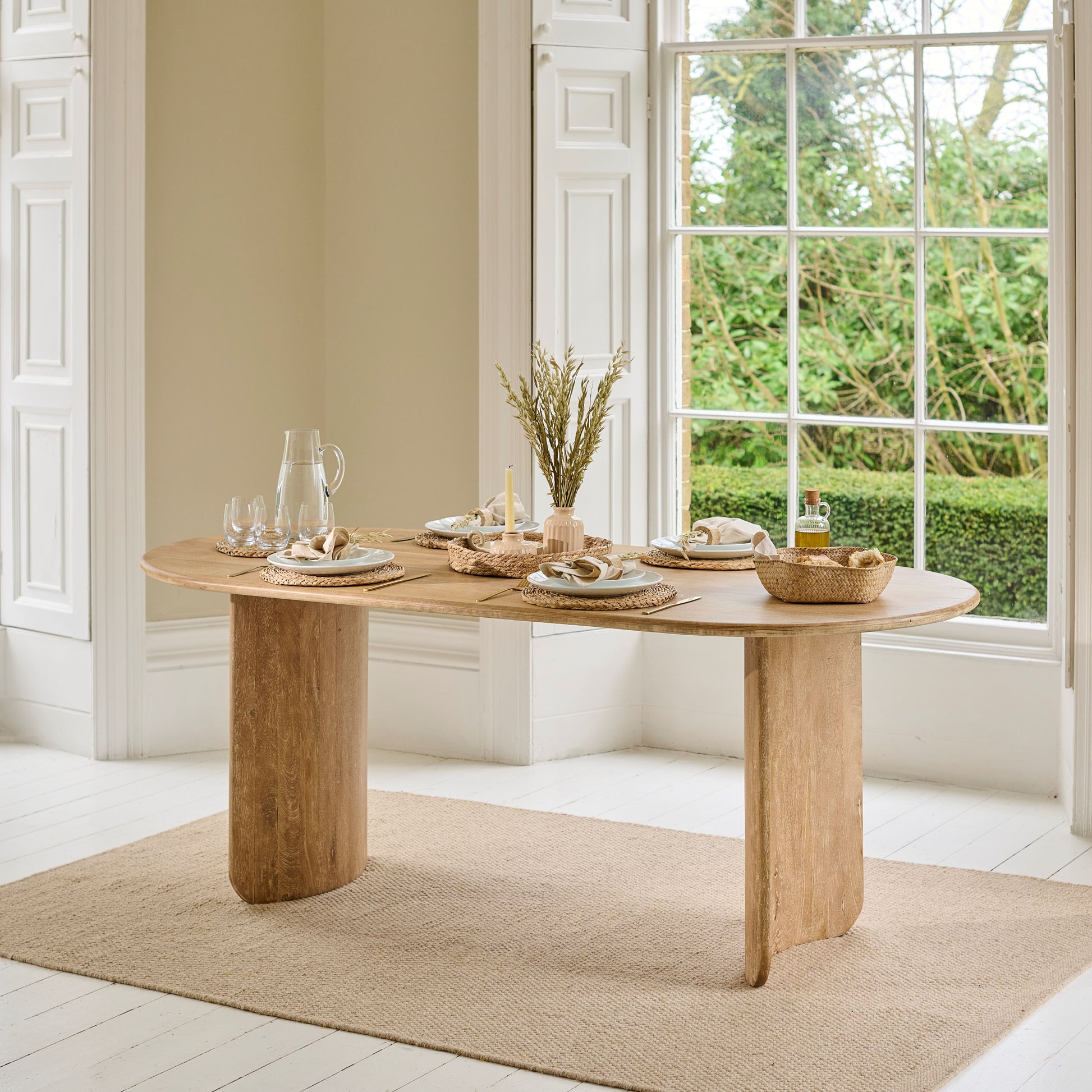 Imogen Chalked Mango Wood Rectangular Dining Table - 190cm - Laura James