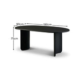 Imogen Jet Black Mango Wood Rectangular Dining Table - 190cm - Laura James