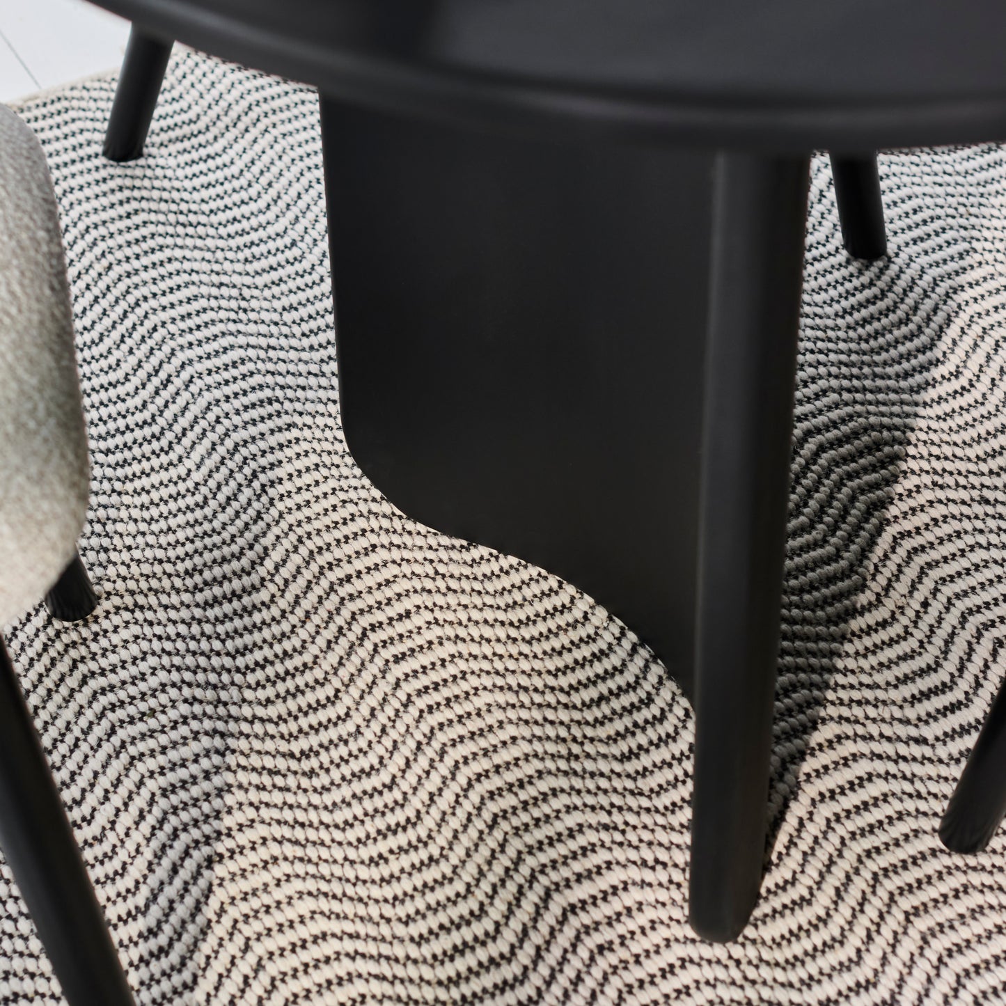 Imogen 190cm Jet Black Mangowood  Wooden Rectangular Dining Table Set - 6 Seater - Freya Oat Boucle Dining Chairs - Black Legs - Laura James