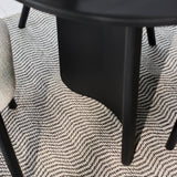 Imogen 190cm Jet Black Mangowood  Wooden Rectangular Dining Table Set - 6 Seater - Freya Oat Boucle Dining Chairs - Black Legs - Laura James