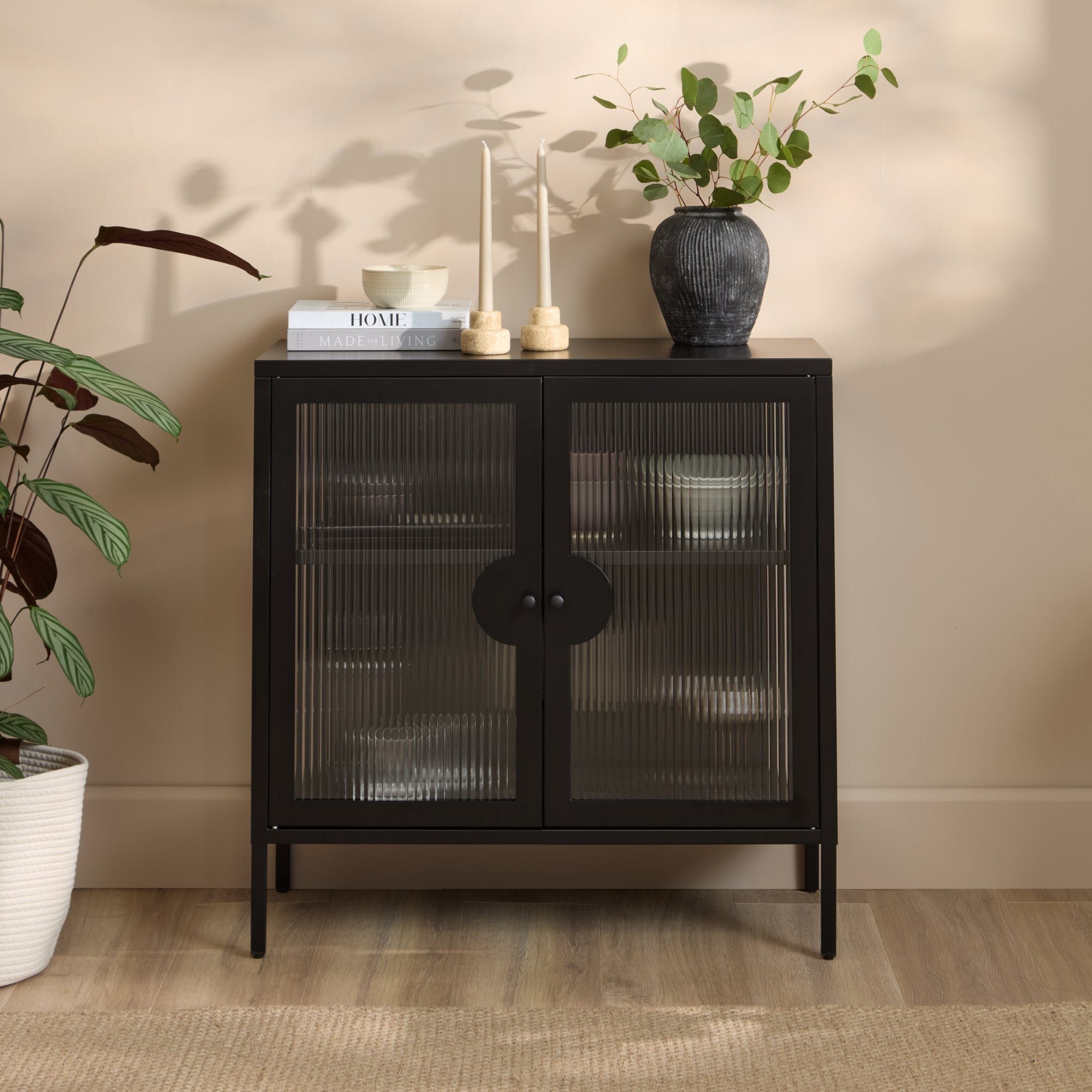 Indiana Black Metal 2 Door Sideboard - 80cm – Laura James